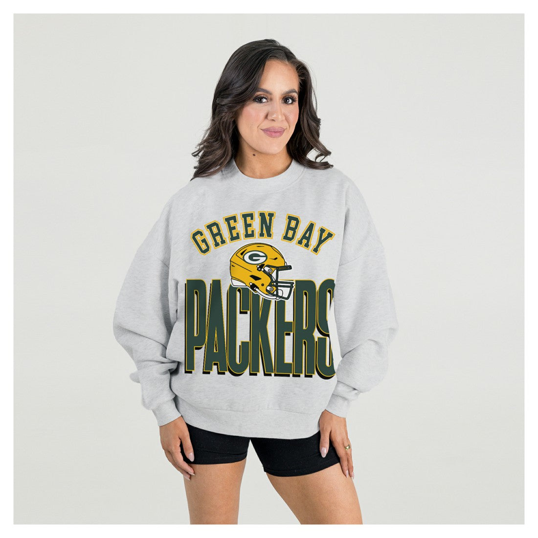 Green Bay Packers Gameday Couture Women's Fierce Focus Premium Oversized Fleece Pullover Sweatshirt - Ash - NFL