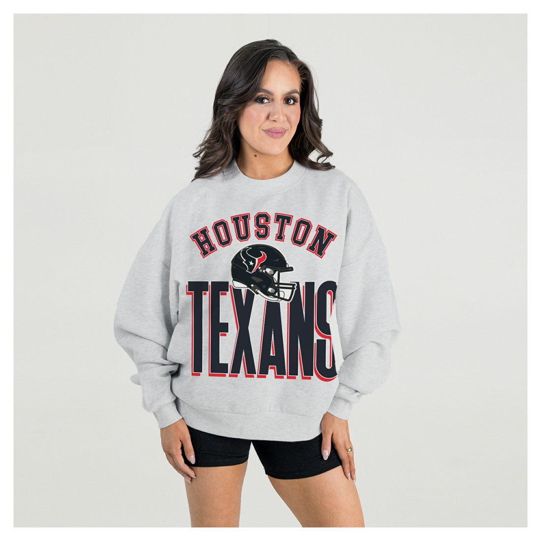 Houston Texans Gameday Couture Women's Fierce Focus Premium Oversized Fleece Pullover Sweatshirt - Ash - NFL