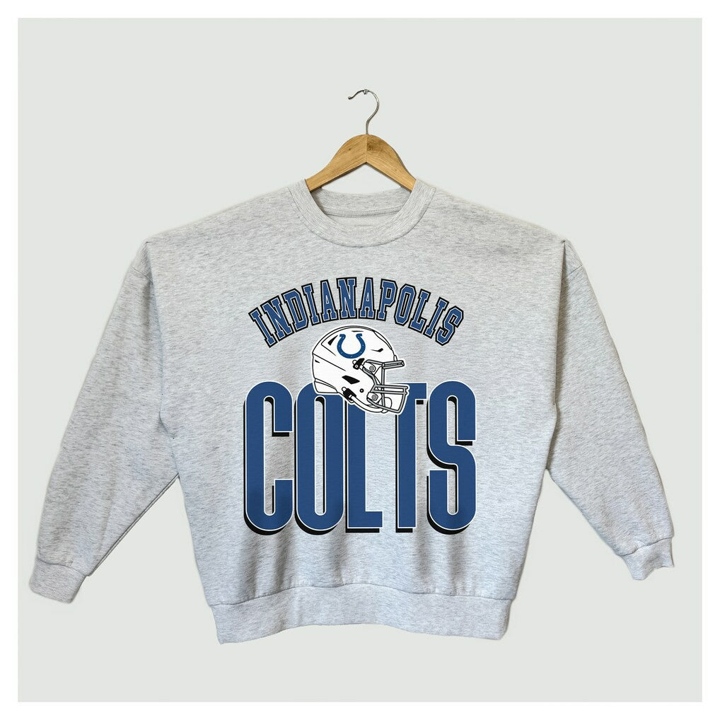 Indianapolis Colts Gameday Couture Women's Fierce Focus Premium Oversized Fleece Pullover Sweatshirt - Ash - NFL