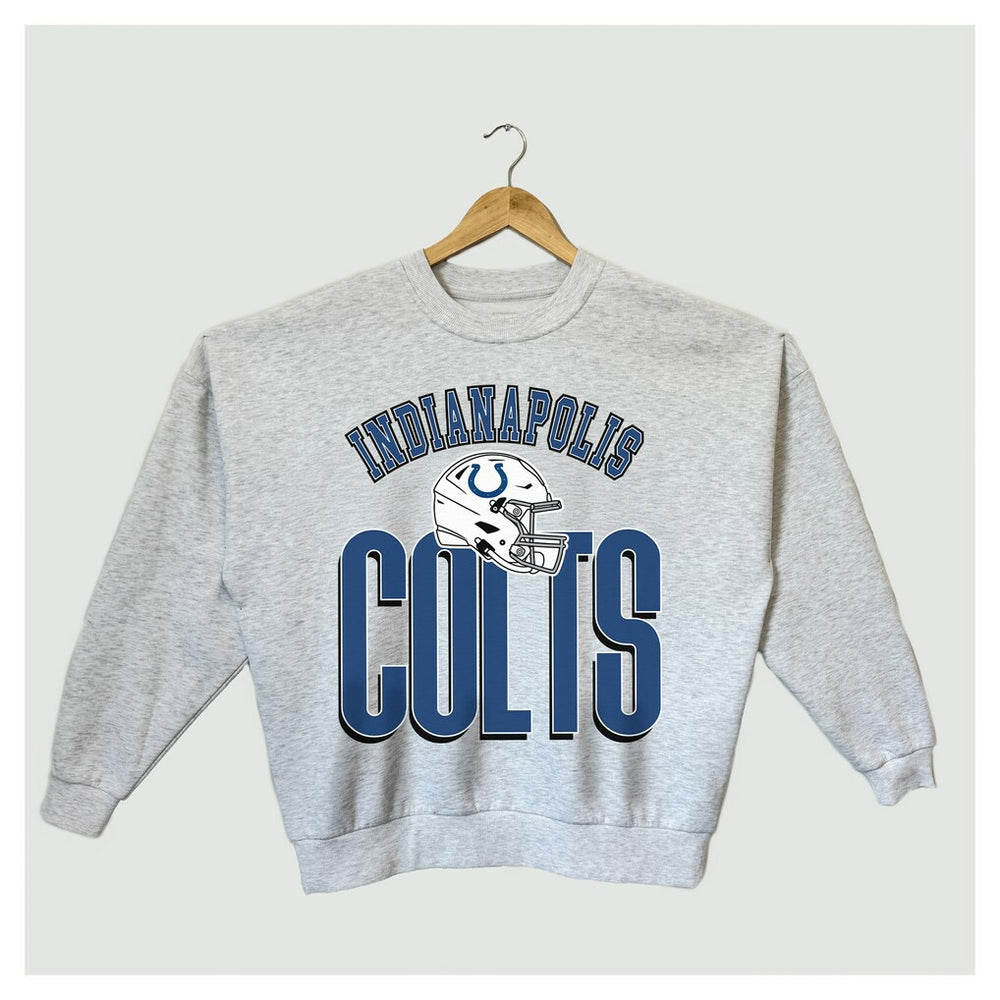 Indianapolis Colts Gameday Couture Women's Fierce Focus Premium Oversized Fleece Pullover Sweatshirt - Ash - NFL