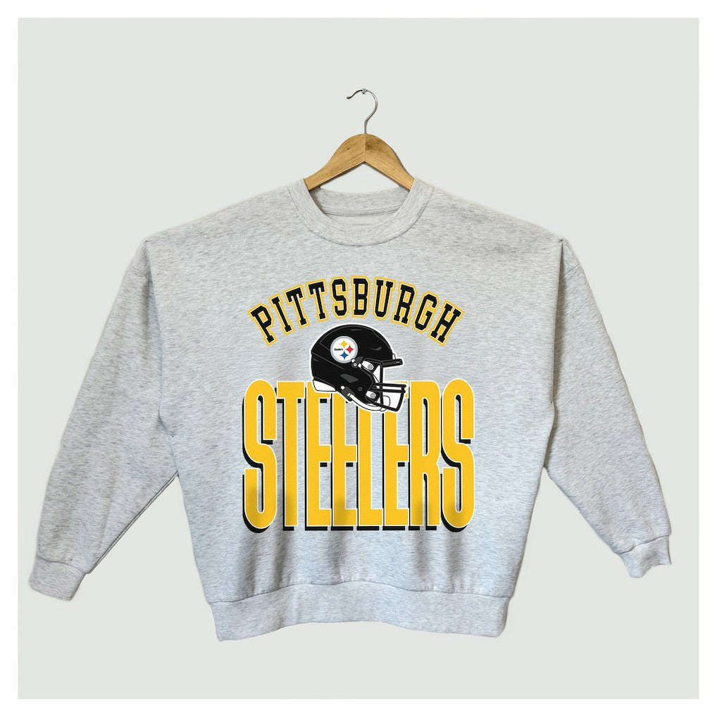 Pittsburgh Steelers Gameday Couture Women's Fierce Focus Premium Oversized Fleece Pullover Sweatshirt - Ash - NFL