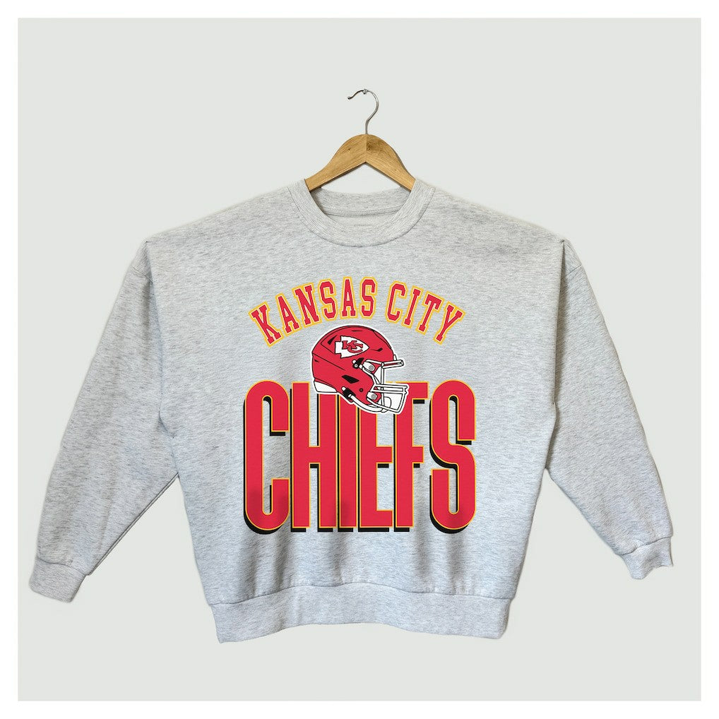 Kansas City Chiefs Gameday Couture Women's Fierce Focus Premium Oversized Fleece Pullover Sweatshirt - Ash - NFL