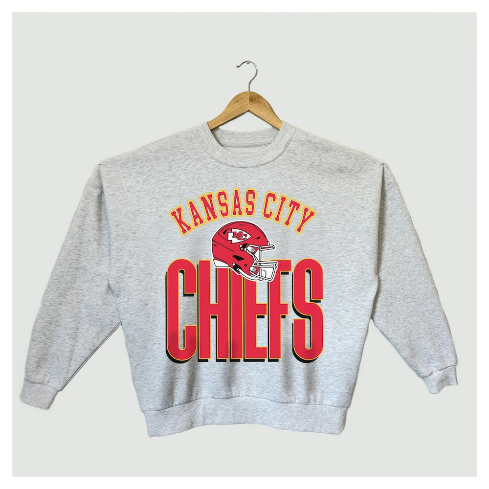 Kansas City Chiefs Gameday Couture Women's Fierce Focus Premium Oversized Fleece Pullover Sweatshirt - Ash - NFL