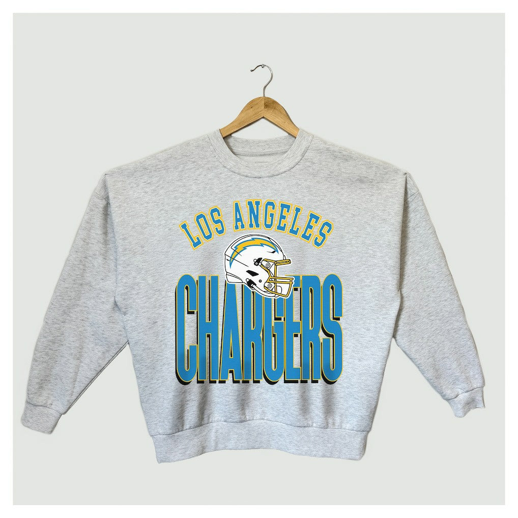 Los Angeles Chargers Gameday Couture Women's Fierce Focus Premium Oversized Fleece Pullover Sweatshirt - Ash - NFL