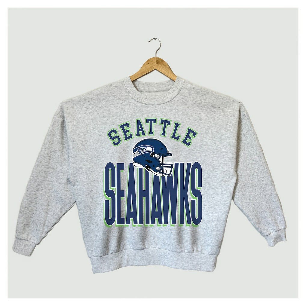 Seattle Seahawks Gameday Couture Women's Fierce Focus Premium Oversized Fleece Pullover Sweatshirt - Ash - NFL