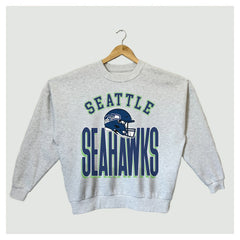 Seattle Seahawks Gameday Couture Women's Fierce Focus Premium Oversized Fleece Pullover Sweatshirt - Ash - NFL