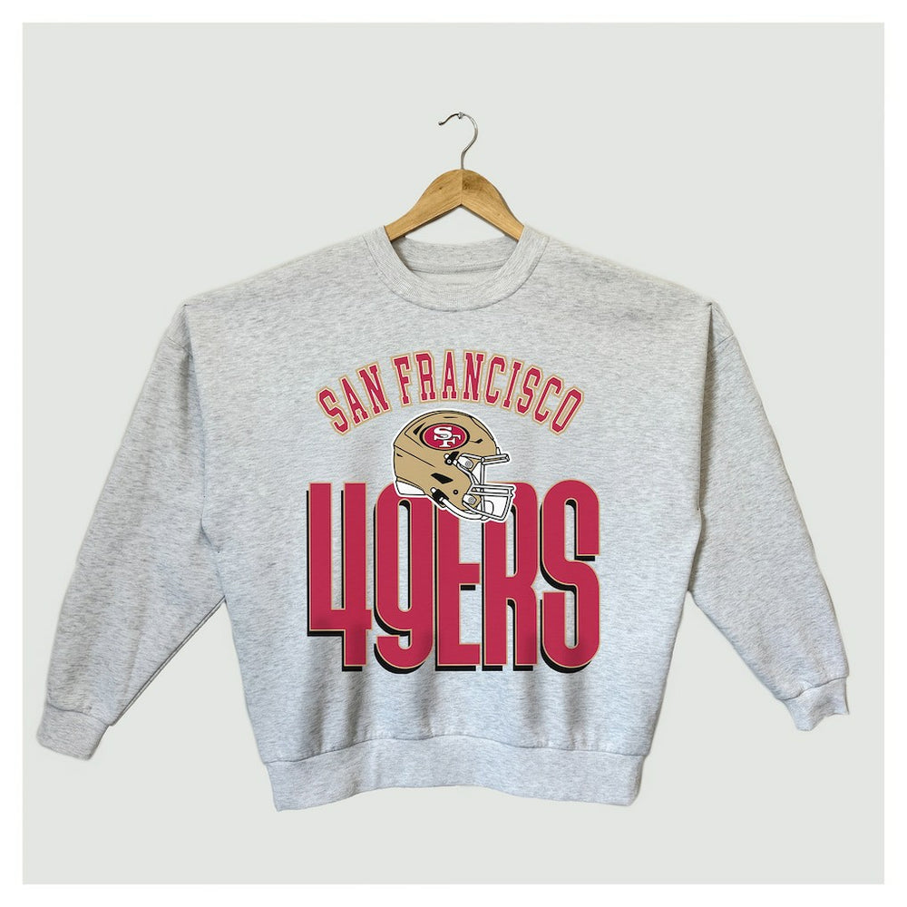 San Francisco 49ers Gameday Couture Women's Fierce Focus Premium Oversized Fleece Pullover Sweatshirt - Ash - NFL