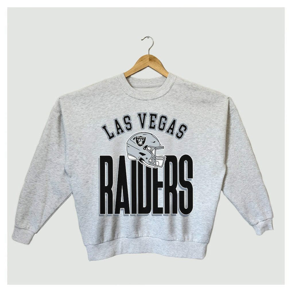 Las Vegas Raiders Gameday Couture Women's Fierce Focus Premium Oversized Fleece Pullover Sweatshirt - Ash - NFL
