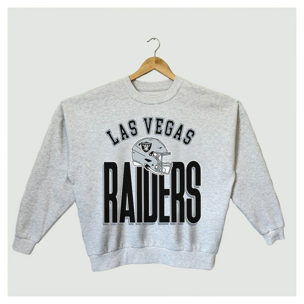 Las Vegas Raiders Gameday Couture Women's Fierce Focus Premium Oversized Fleece Pullover Sweatshirt - Ash - NFL