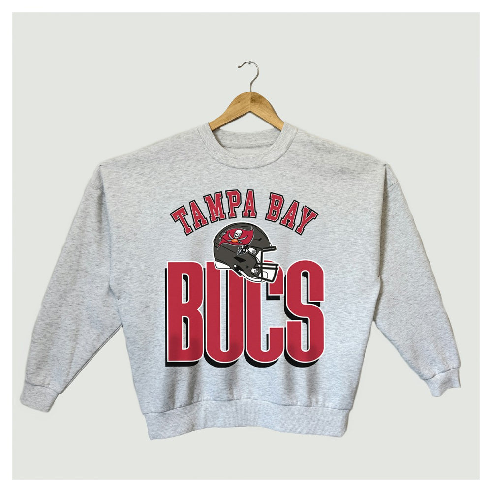 Tampa Bay Buccaneers Gameday Couture Women's Fierce Focus Premium Oversized Fleece Pullover Sweatshirt - Ash - NFL