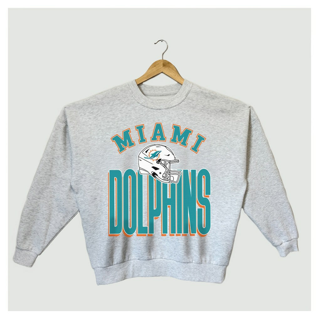 Miami Dolphins Gameday Couture Women's Fierce Focus Premium Oversized Fleece Pullover Sweatshirt - Ash - NFL