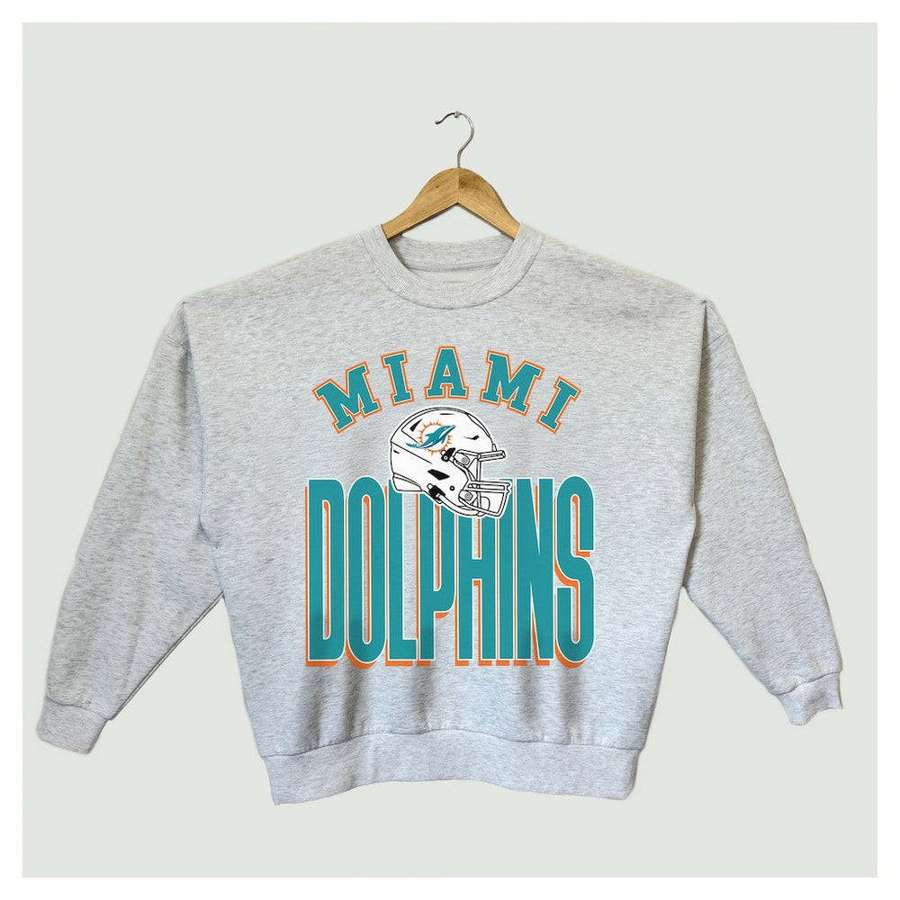 Miami Dolphins Gameday Couture Women's Fierce Focus Premium Oversized Fleece Pullover Sweatshirt - Ash - NFL