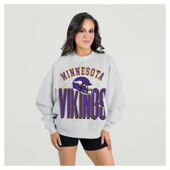 Minnesota Vikings Gameday Couture Women's Fierce Focus Premium Oversized Fleece Pullover Sweatshirt - Ash - NFL