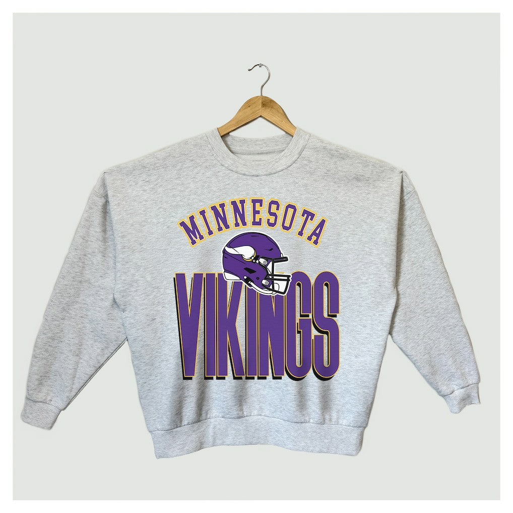 Minnesota Vikings Gameday Couture Women's Fierce Focus Premium Oversized Fleece Pullover Sweatshirt - Ash - NFL
