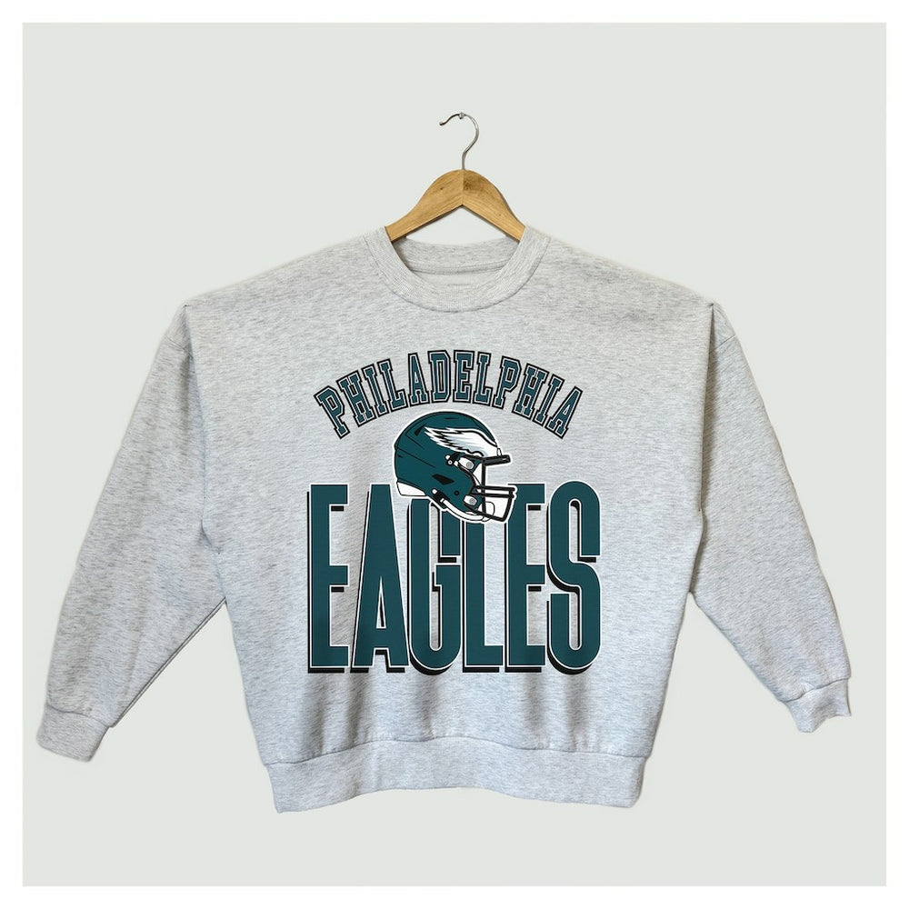 Philadelphia Eagles Gameday Couture Women's Fierce Focus Premium Oversized Fleece Pullover Sweatshirt - Ash - NFL