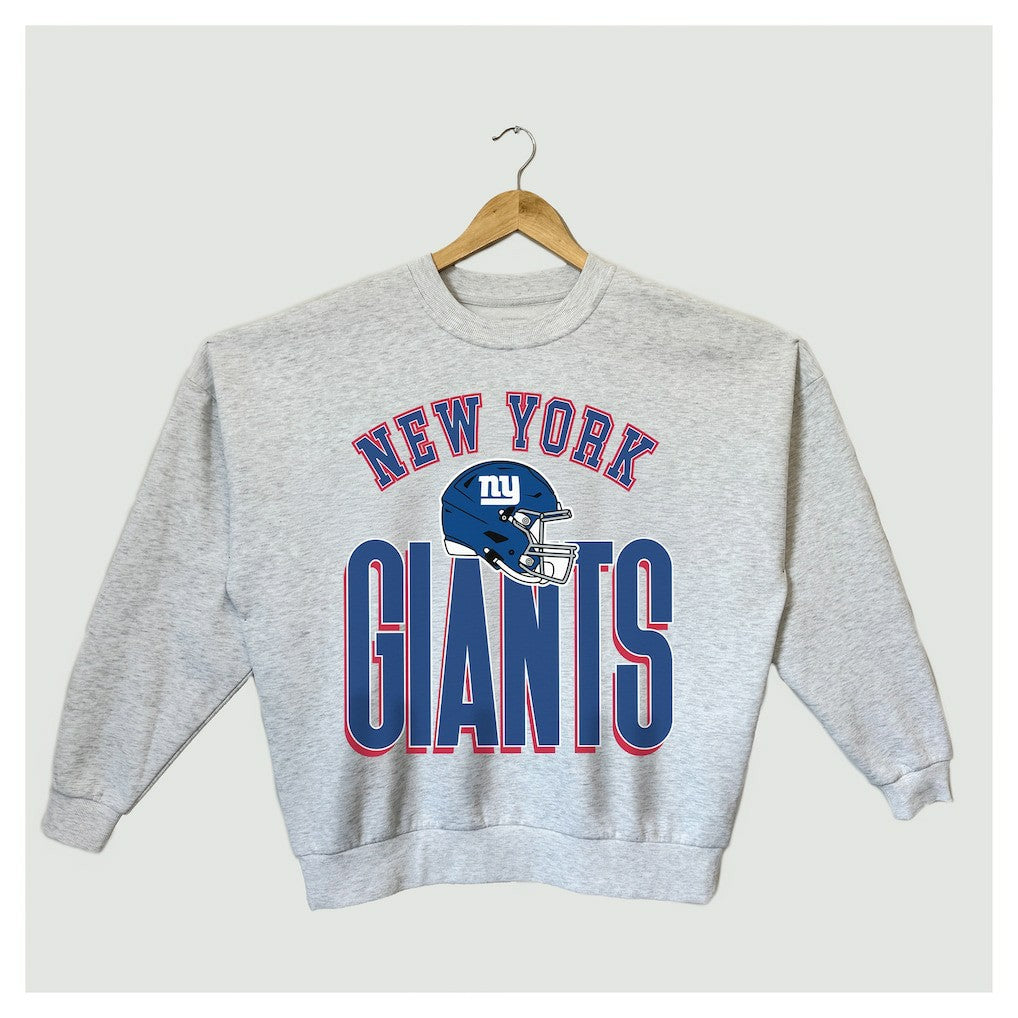 New York Giants Gameday Couture Women's Fierce Focus Premium Oversized Fleece Pullover Sweatshirt - Ash - NFL