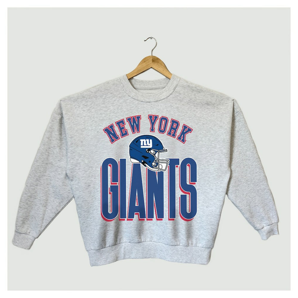 New York Giants Gameday Couture Women's Fierce Focus Premium Oversized Fleece Pullover Sweatshirt - Ash - NFL