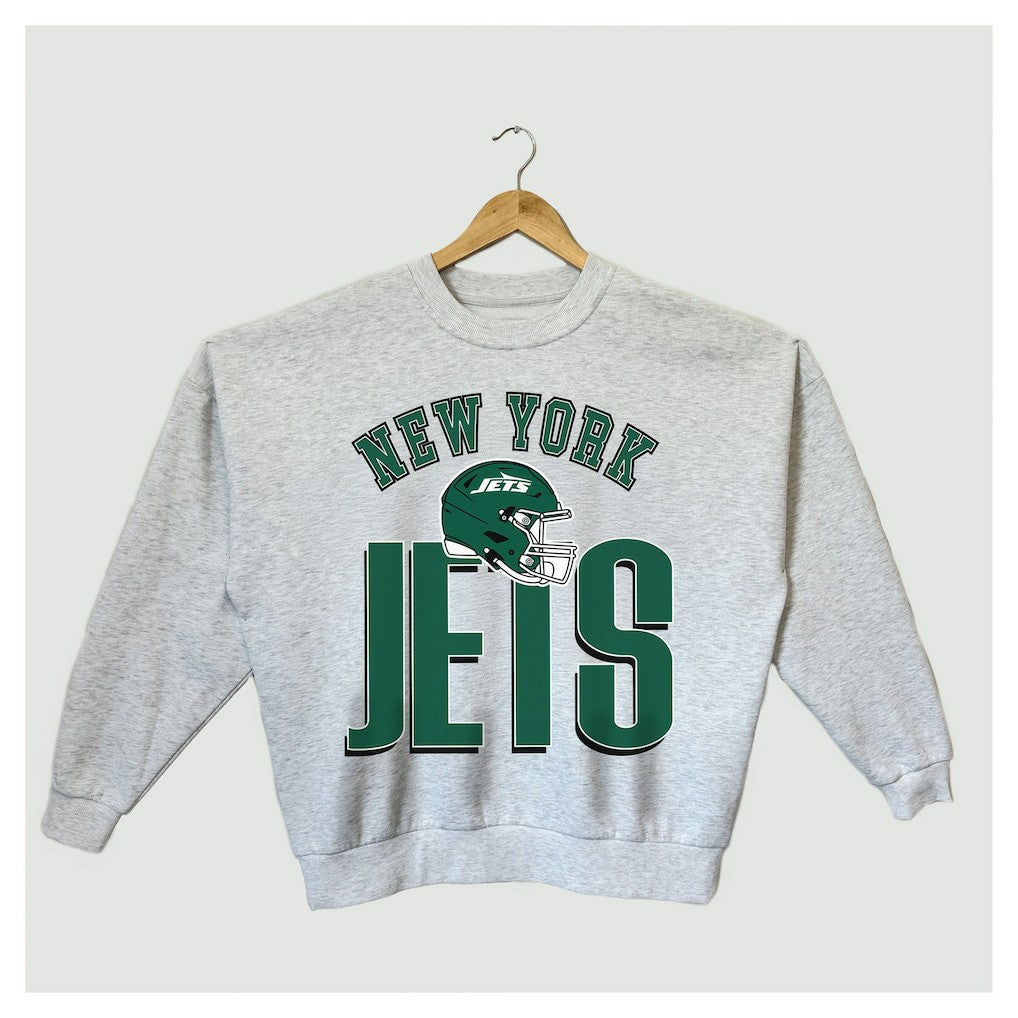 New York Jets Gameday Couture Women's Fierce Focus Premium Oversized Fleece Pullover Sweatshirt - Ash - NFL