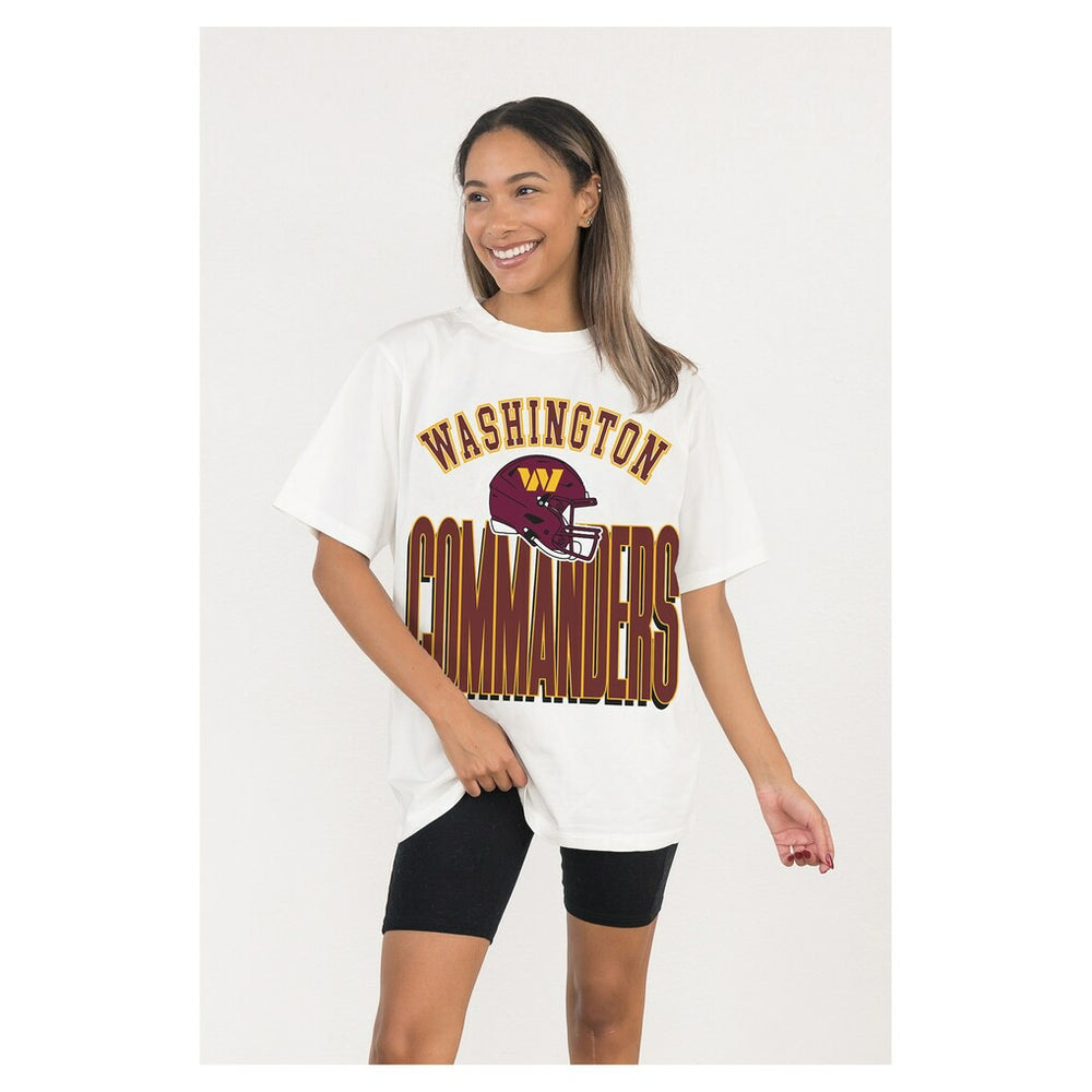 Washington Commanders Gameday Couture Women's Oversized Classic Fierce Focus T-Shirt - White - NFL