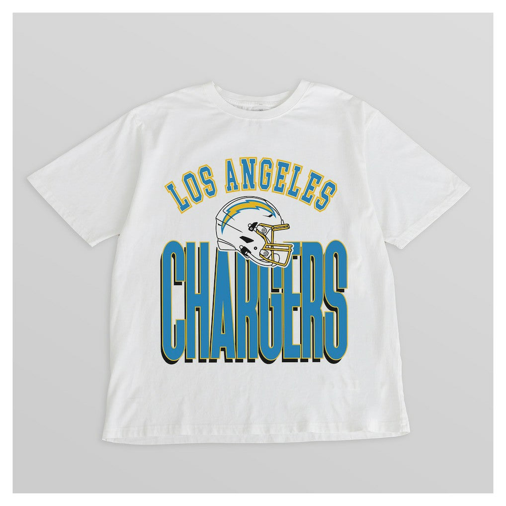 Los Angeles Chargers Gameday Couture Women's Oversized Classic Fierce Focus T-Shirt - White - NFL
