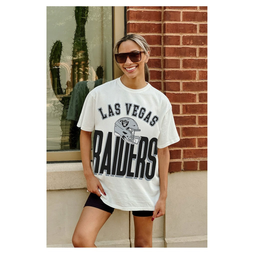 Las Vegas Raiders Gameday Couture Women's Oversized Classic Fierce Focus T-Shirt - White - NFL