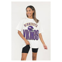 Minnesota Vikings Gameday Couture Women's Oversized Classic Fierce Focus T-Shirt - White - NFL