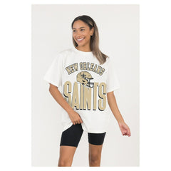 New Orleans Saints Gameday Couture Women's Oversized Classic Fierce Focus T-Shirt - White - NFL