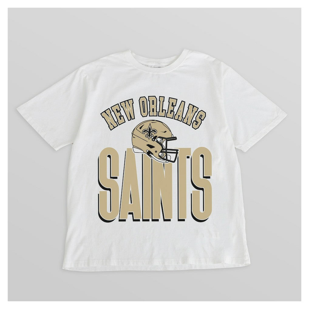 New Orleans Saints Gameday Couture Women's Oversized Classic Fierce Focus T-Shirt - White - NFL