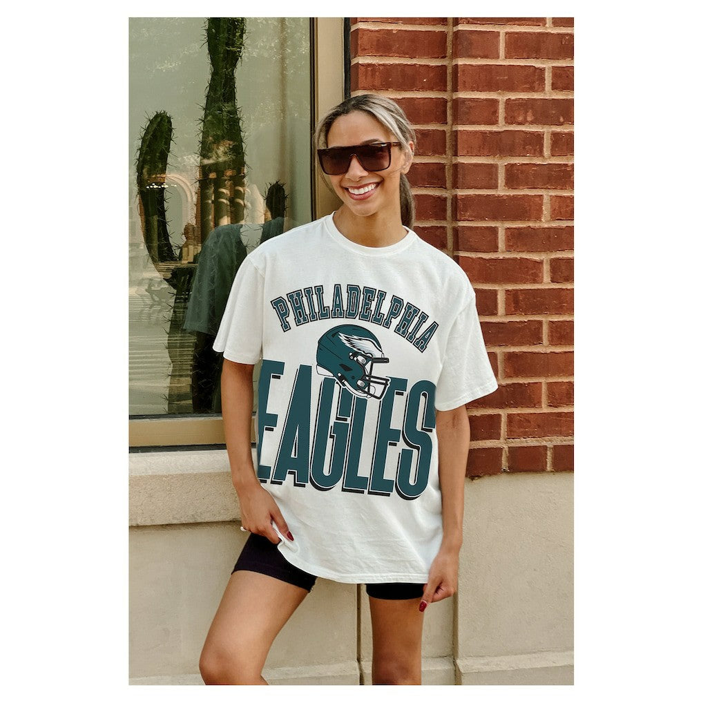 Philadelphia Eagles Gameday Couture Women's Oversized Classic Fierce Focus T-Shirt - White - NFL