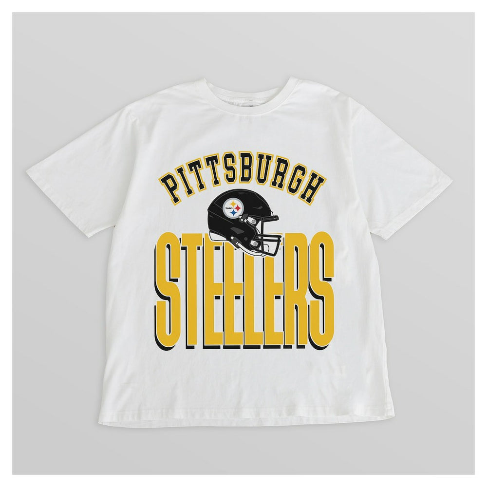 Pittsburgh Steelers Gameday Couture Women's Oversized Classic Fierce Focus T-Shirt - White - NFL