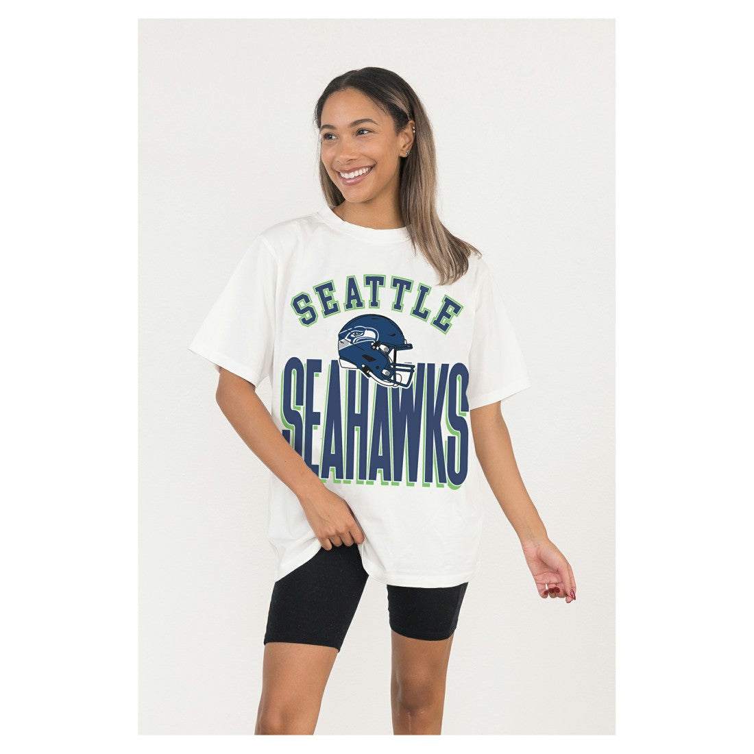 Seattle Seahawks Gameday Couture Women's Oversized Classic Fierce Focus T-Shirt - White - NFL