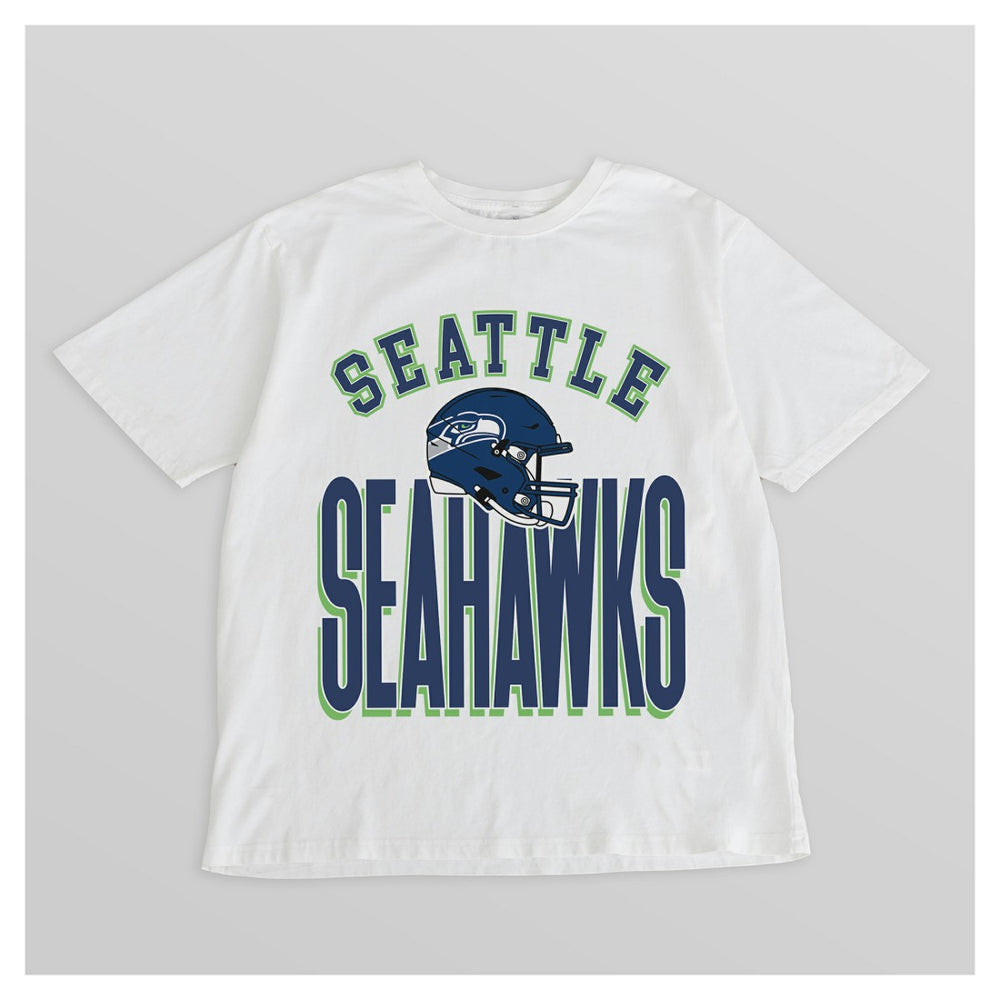 Seattle Seahawks Gameday Couture Women's Oversized Classic Fierce Focus T-Shirt - White - NFL