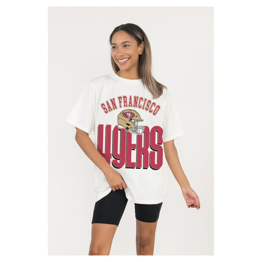 San Francisco 49ers Gameday Couture Women's Oversized Classic Fierce Focus T-Shirt - White - NFL