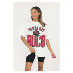 Tampa Bay Buccaneers Gameday Couture Women's Oversized Classic Fierce Focus T-Shirt - White - NFL