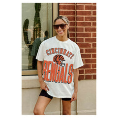 Cincinnati Bengals Gameday Couture Women's Oversized Classic Fierce Focus T-Shirt - White - NFL