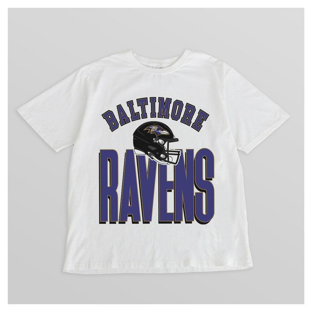 Baltimore Ravens Gameday Couture Women's Oversized Classic Fierce Focus T-Shirt - White - NFL
