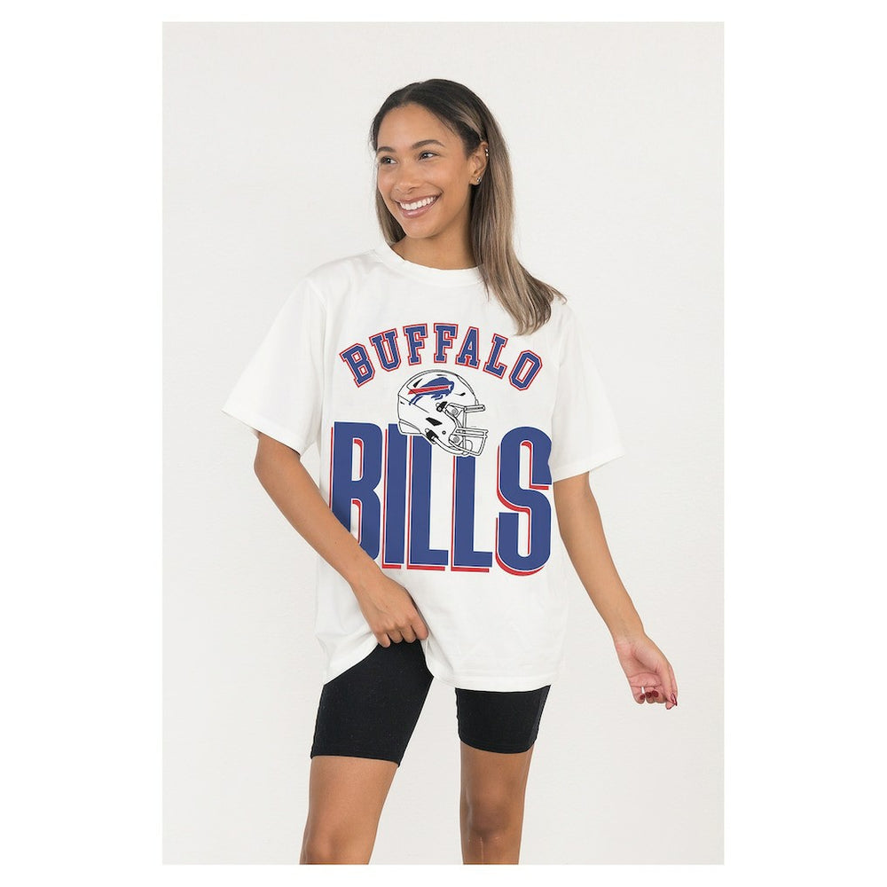 Buffalo Bills Gameday Couture Women's Oversized Classic Fierce Focus T-Shirt - White - NFL