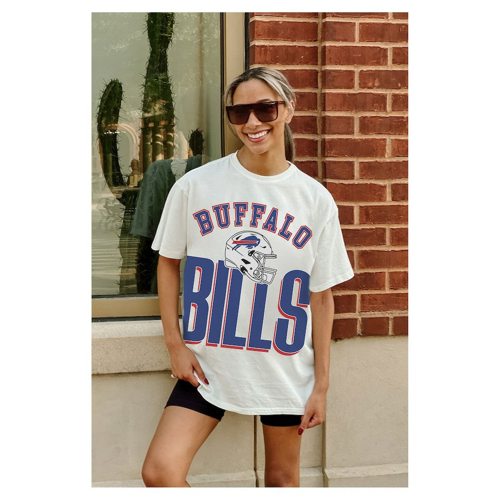 Buffalo Bills Gameday Couture Women's Oversized Classic Fierce Focus T-Shirt - White - NFL