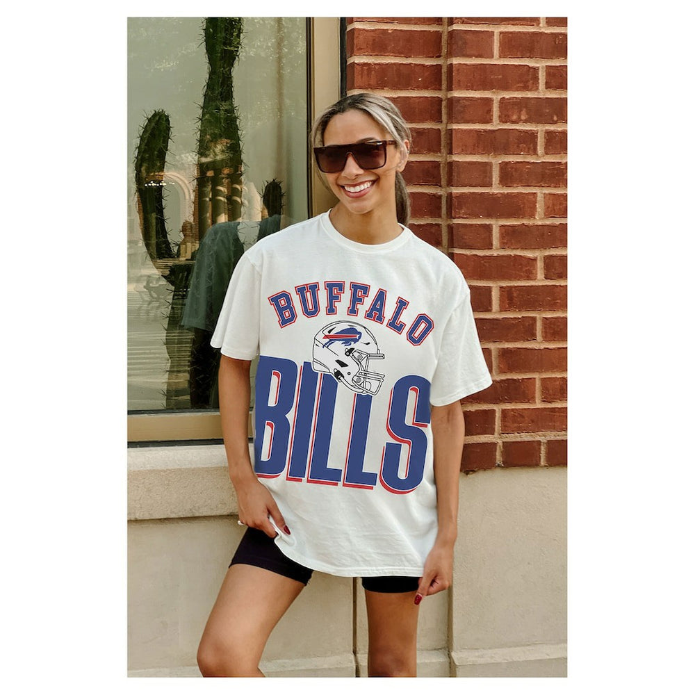 Buffalo Bills Gameday Couture Women's Oversized Classic Fierce Focus T-Shirt - White - NFL