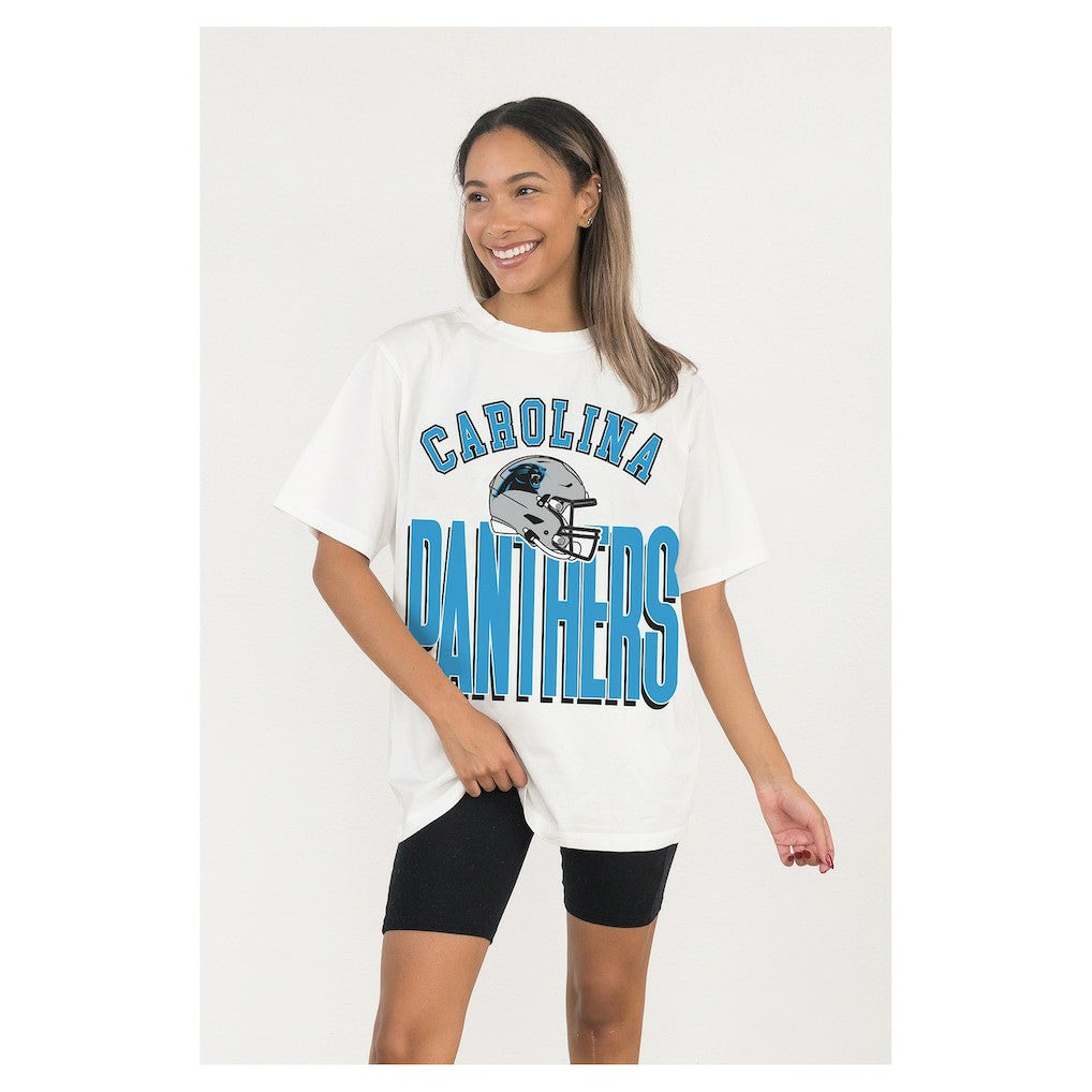 Carolina Panthers Gameday Couture Women's Oversized Classic Fierce Focus T-Shirt - White - NFL