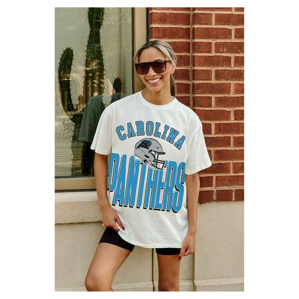 Carolina Panthers Gameday Couture Women's Oversized Classic Fierce Focus T-Shirt - White - NFL