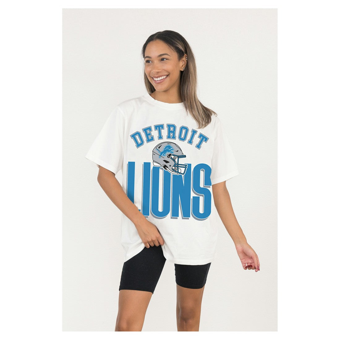 Detroit Lions Gameday Couture Women's Oversized Classic Fierce Focus T-Shirt - White - NFL