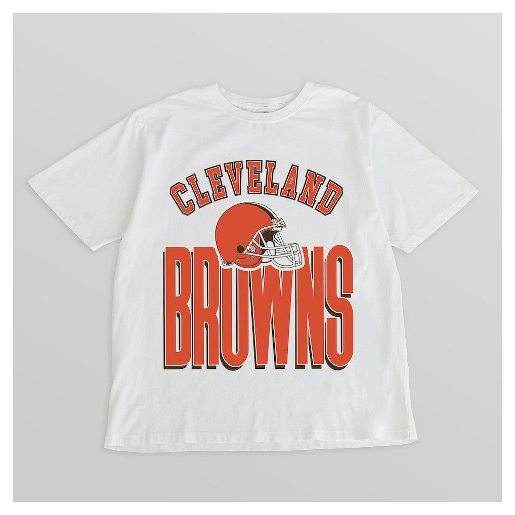Cleveland Browns Gameday Couture Women's Oversized Classic Fierce Focus T-Shirt - White - NFL