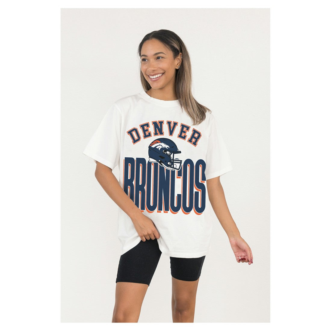 Denver Broncos Gameday Couture Women's Oversized Classic Fierce Focus T-Shirt - White - NFL