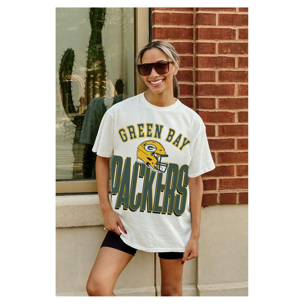 Green Bay Packers Gameday Couture Women's Oversized Classic Fierce Focus T-Shirt - White - NFL
