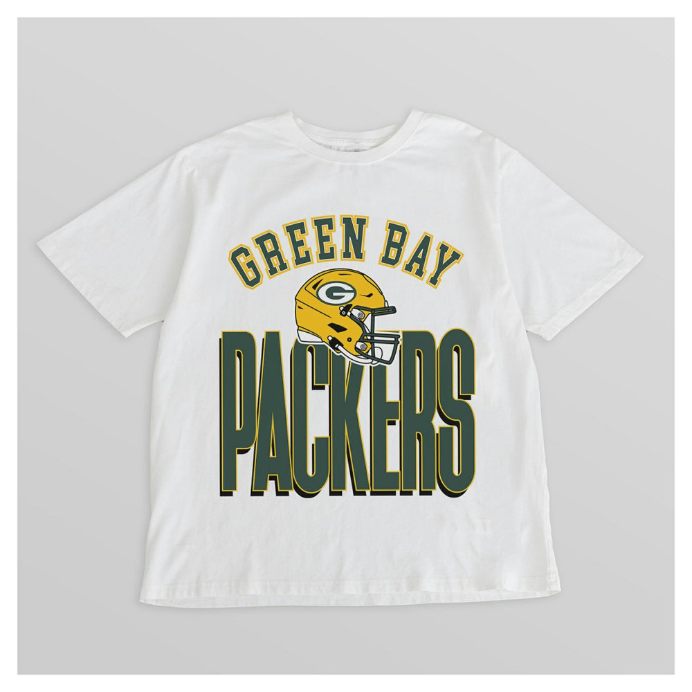 Green Bay Packers Gameday Couture Women's Oversized Classic Fierce Focus T-Shirt - White - NFL