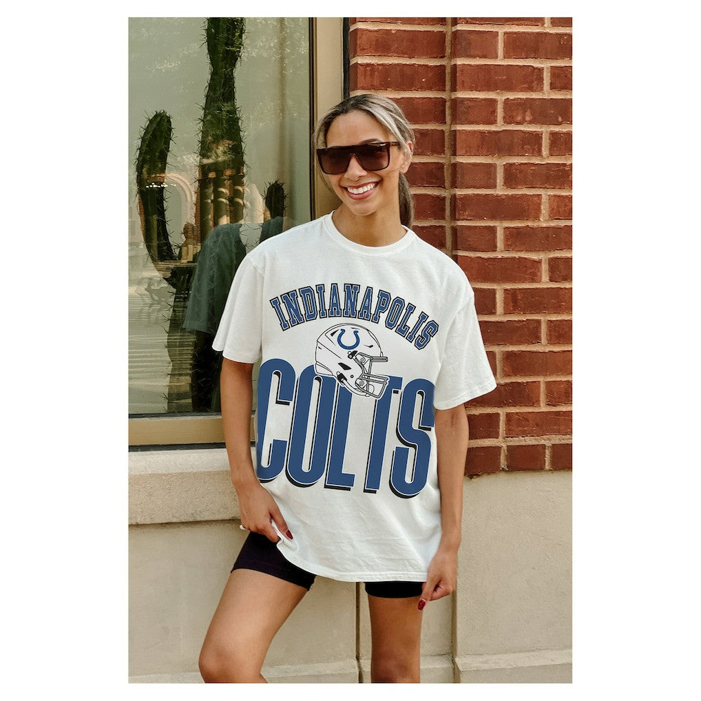Indianapolis Colts Gameday Couture Women's Oversized Classic Fierce Focus T-Shirt - White - NFL