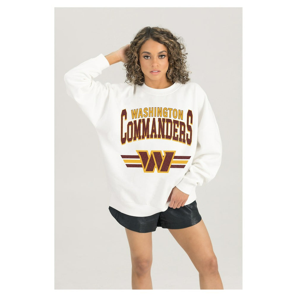 Washington Commanders Gameday Couture Women's Swift Strike Premium Oversized Fleece Pullover Sweatshirt - White - NFL