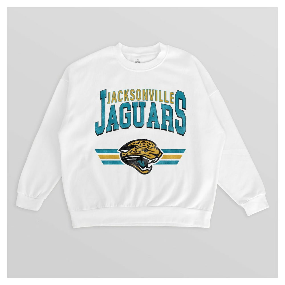 Jacksonville Jaguars Gameday Couture Women's Swift Strike Premium Oversized Fleece Pullover Sweatshirt - White - NFL