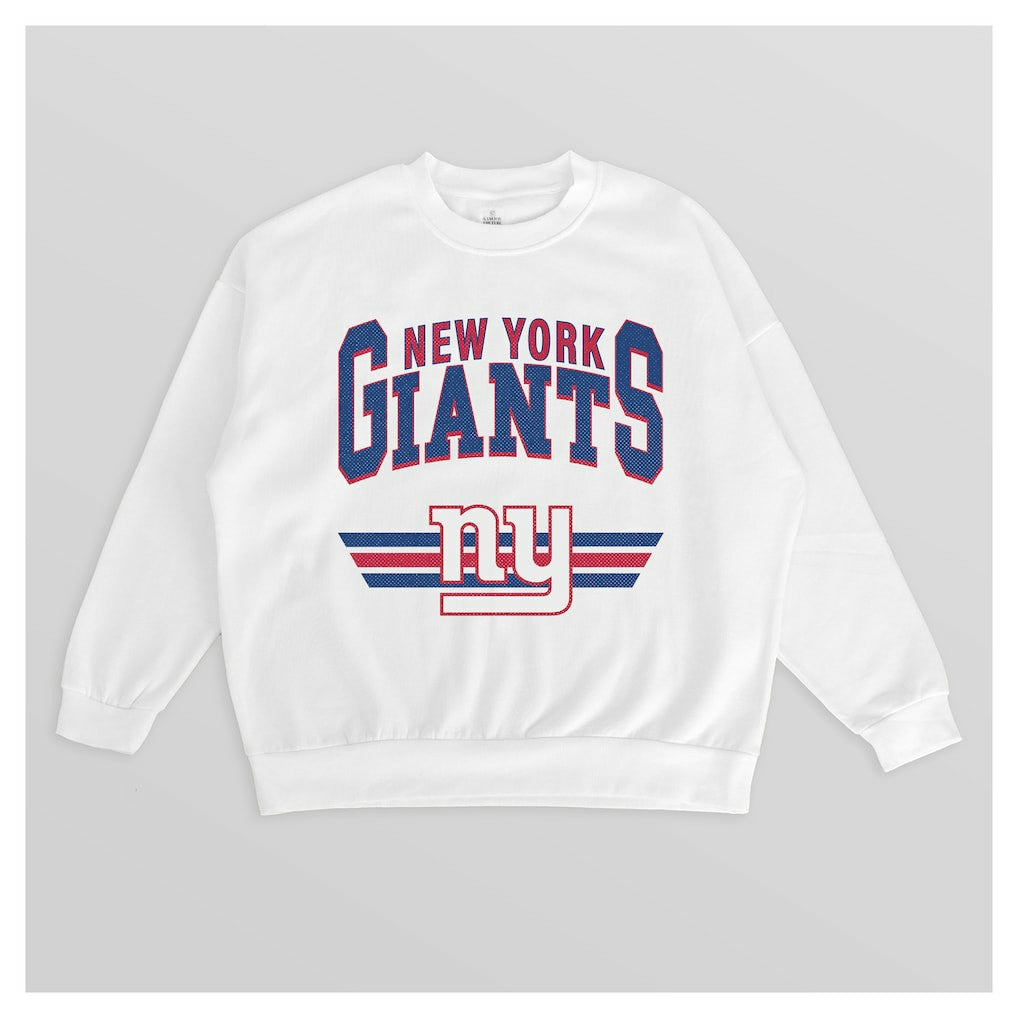 New York Giants Gameday Couture Women's Swift Strike Premium Oversized Fleece Pullover Sweatshirt - White - NFL